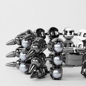 All Saints Haematite Drexel Spike Pearl Bracelet Haematite 8.25”
